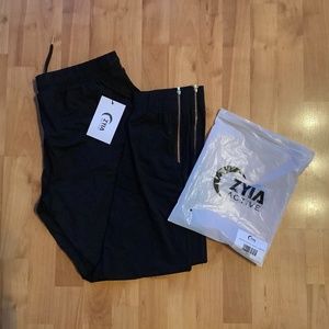 NEW ZYIA black everywhere zipper joggers